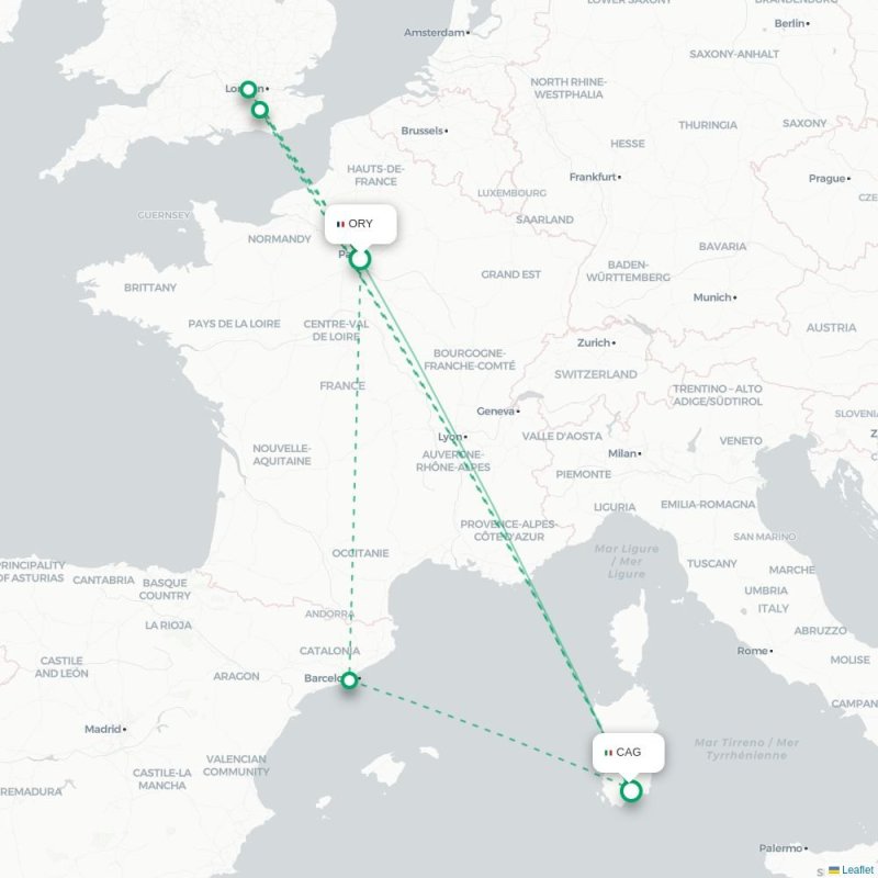 ORY - CAG route map