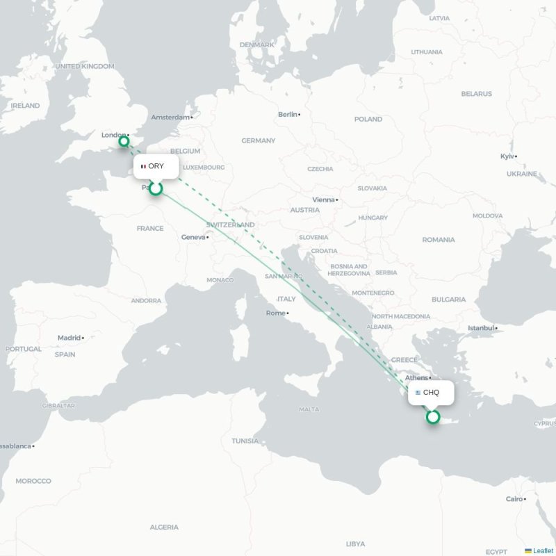 ORY - CHQ route map