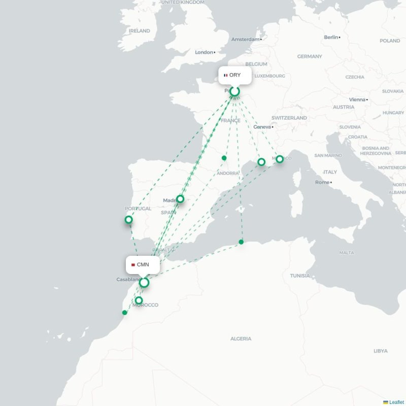 ORY - CMN route map