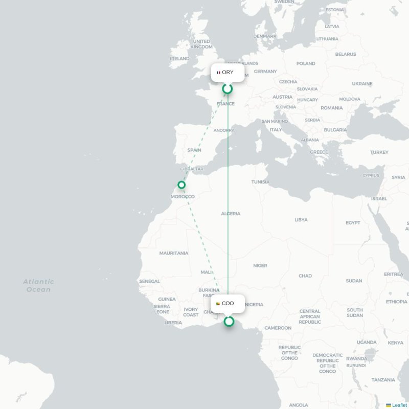 ORY - COO route map