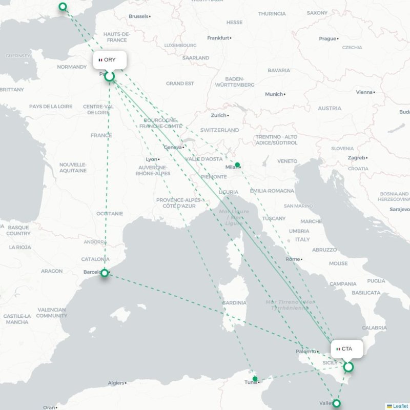ORY - CTA route map