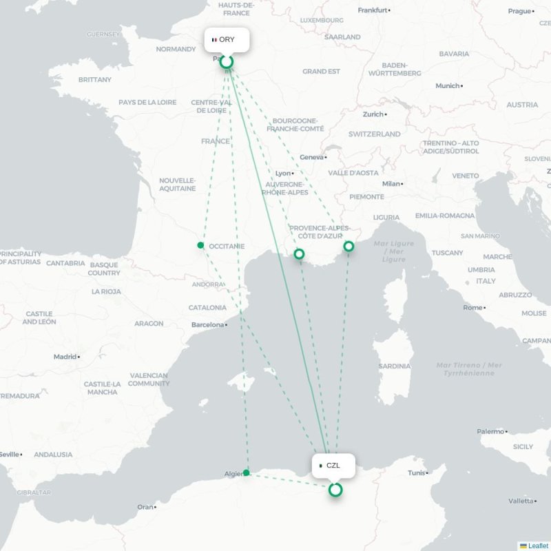 ORY - CZL route map