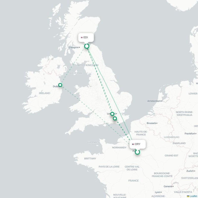 ORY - EDI route map