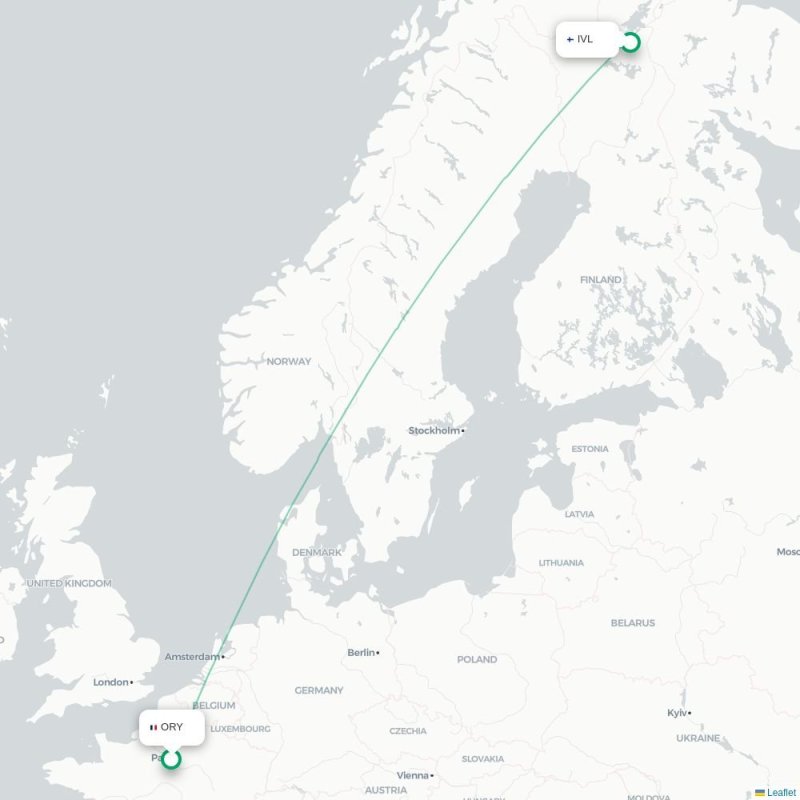 ORY - IVL route map