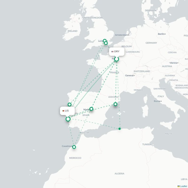 ORY - LIS route map