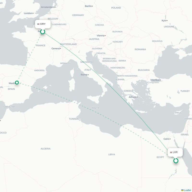 ORY - LXR route map