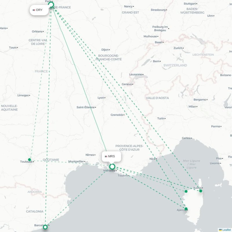 ORY - MRS route map