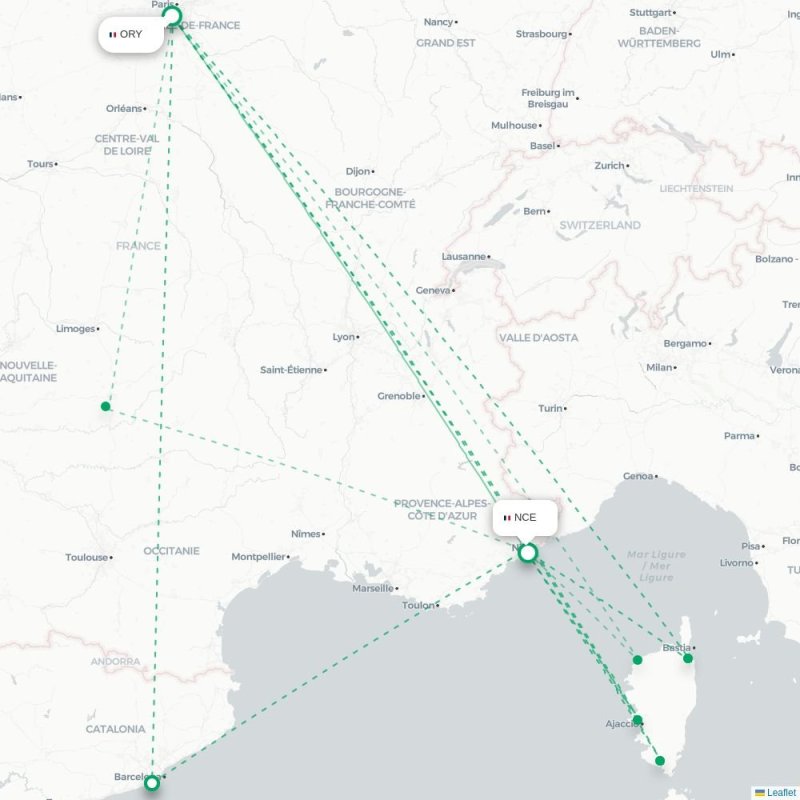 ORY - NCE route map