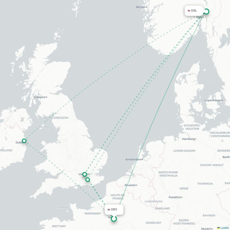 ORY - OSL route map