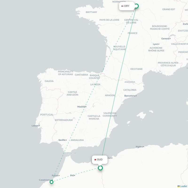 ORY - OUD route map