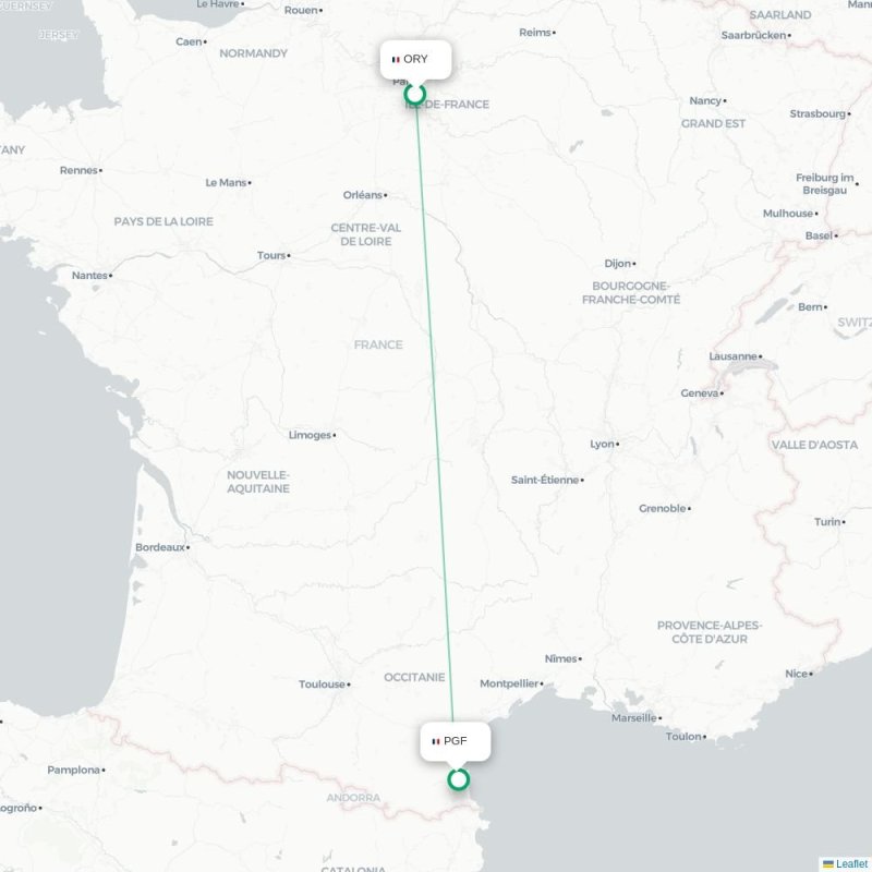 ORY - PGF route map