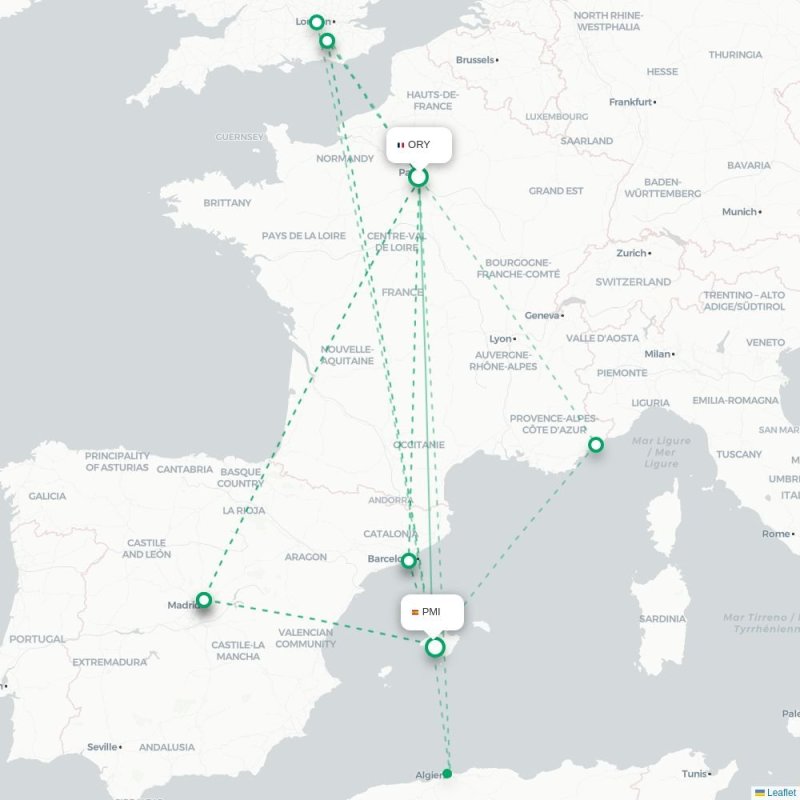 ORY - PMI route map