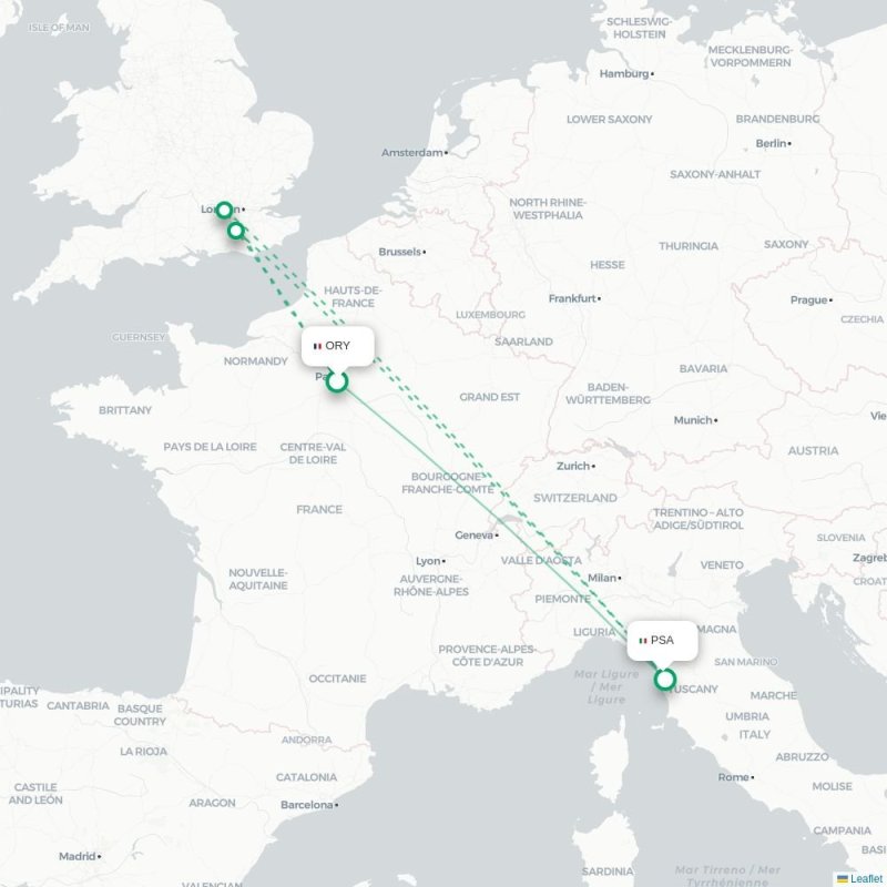 ORY - PSA route map