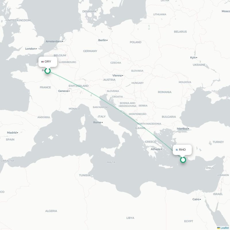 ORY - RHO route map