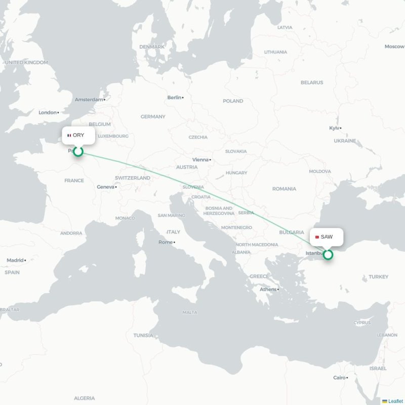 ORY - SAW route map