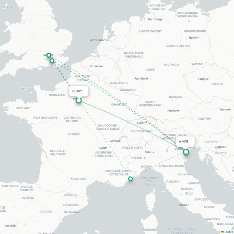 ORY - VCE route map