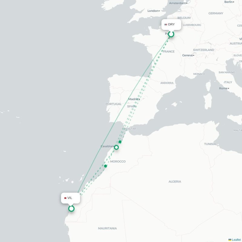 ORY - VIL route map