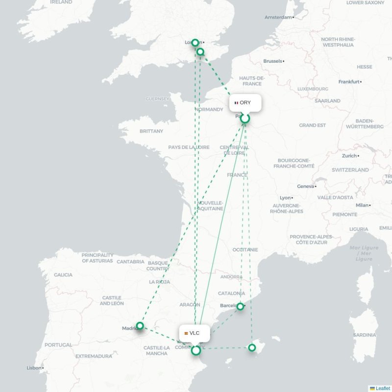 ORY - VLC route map