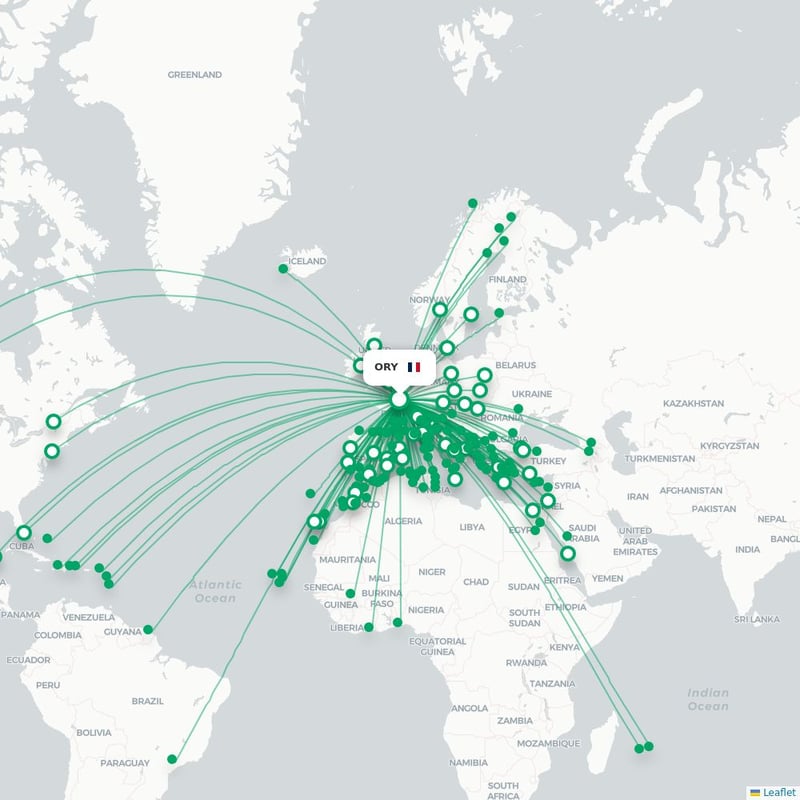 Route map Paris  ORY airport