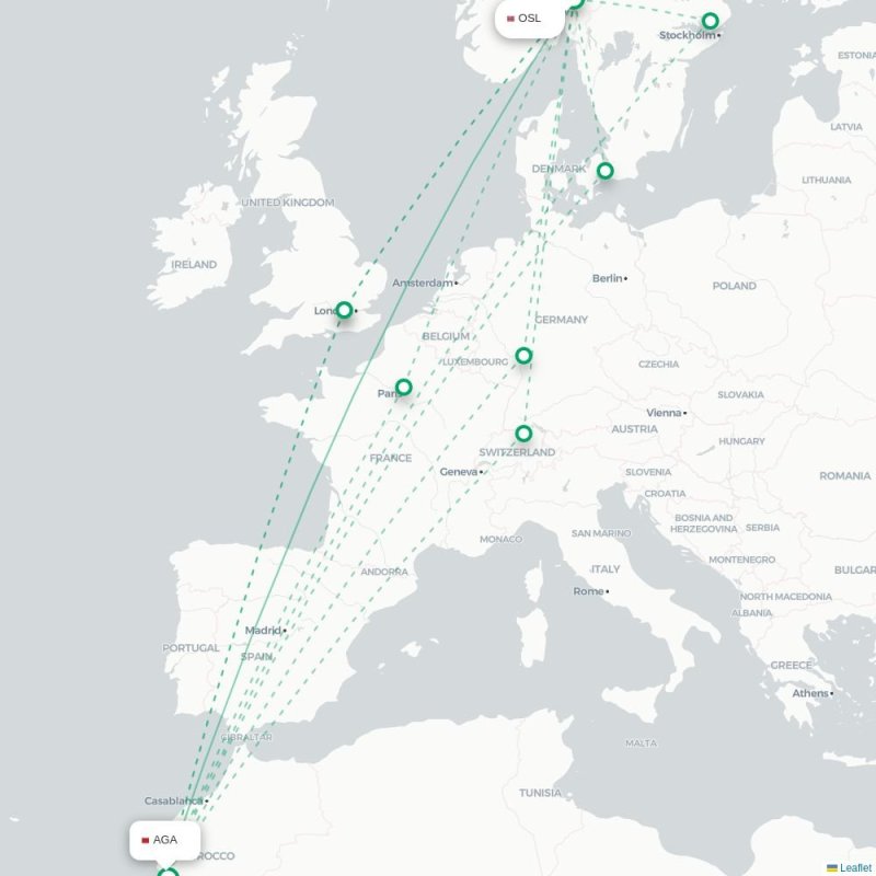 OSL - AGA route map