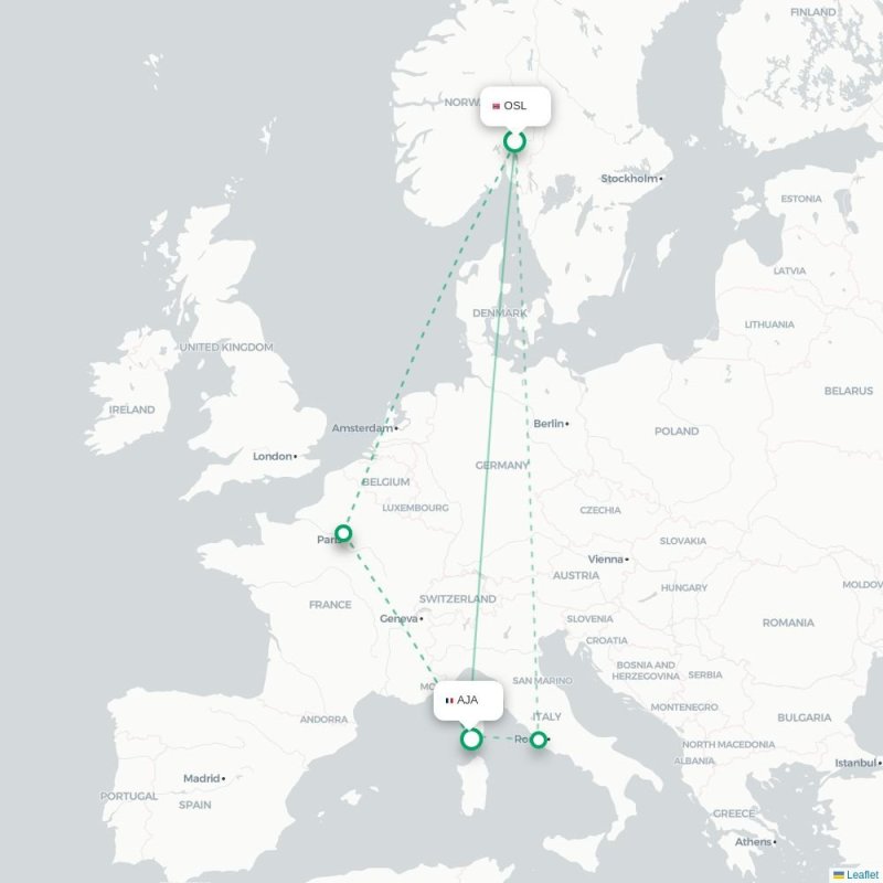 OSL - AJA route map