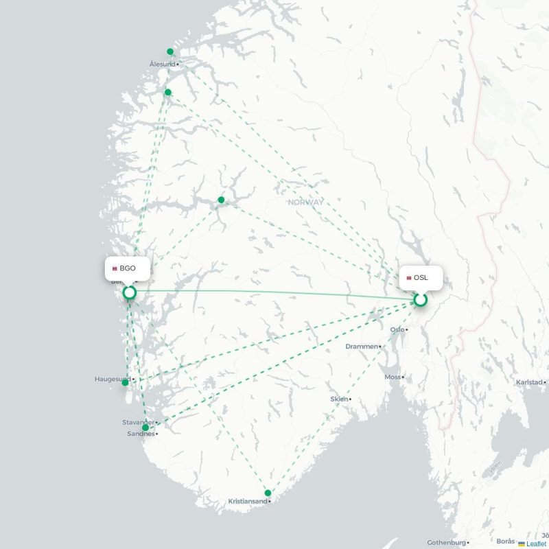 OSL - BGO route map