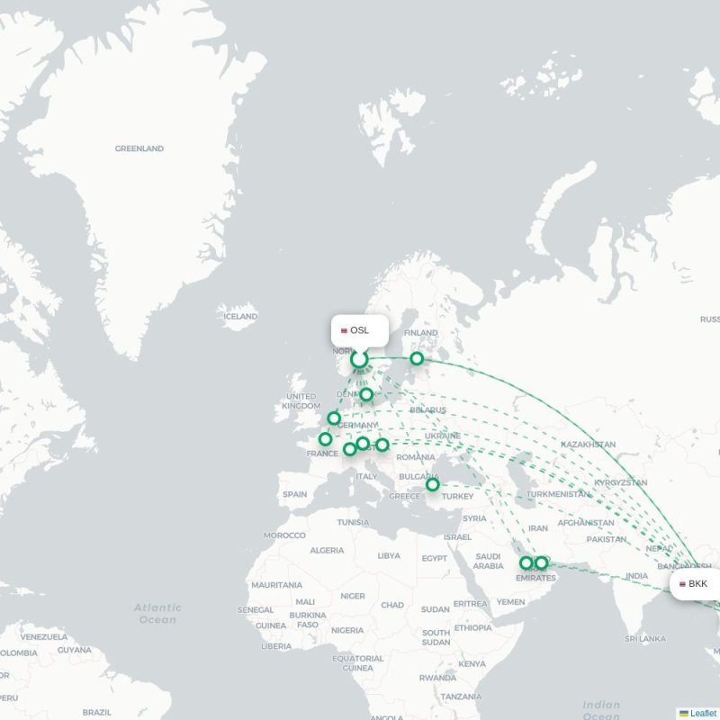 OSL - BKK route map