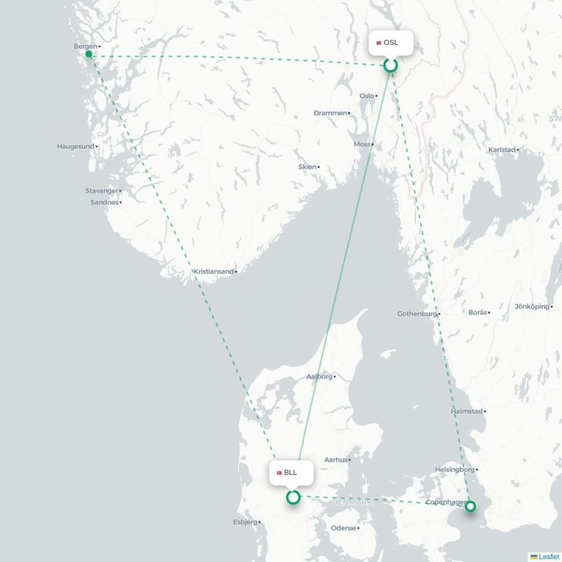 OSL - BLL route map