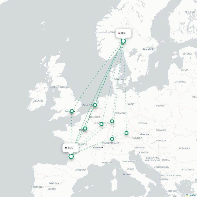 OSL - BOD route map