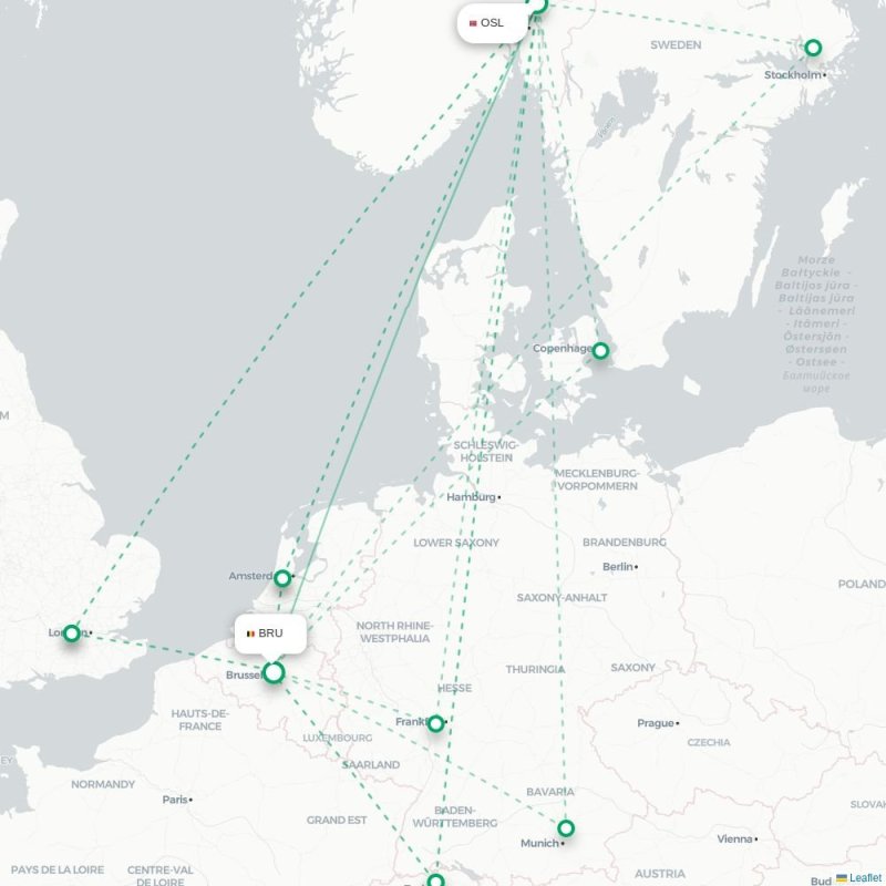 OSL - BRU route map
