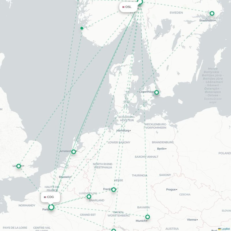 OSL - CDG route map