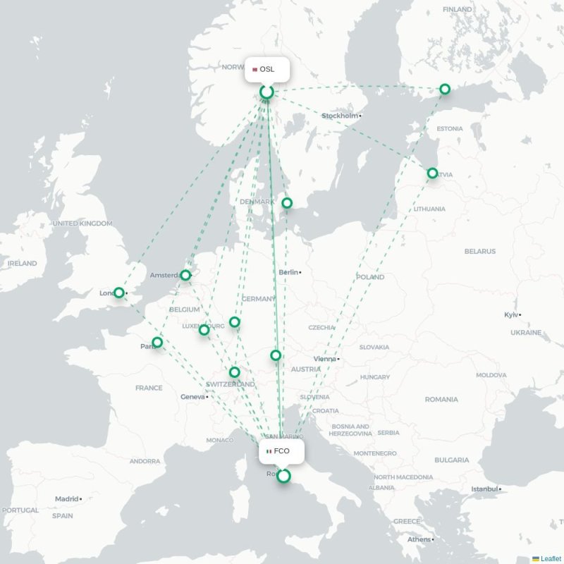 OSL - FCO route map