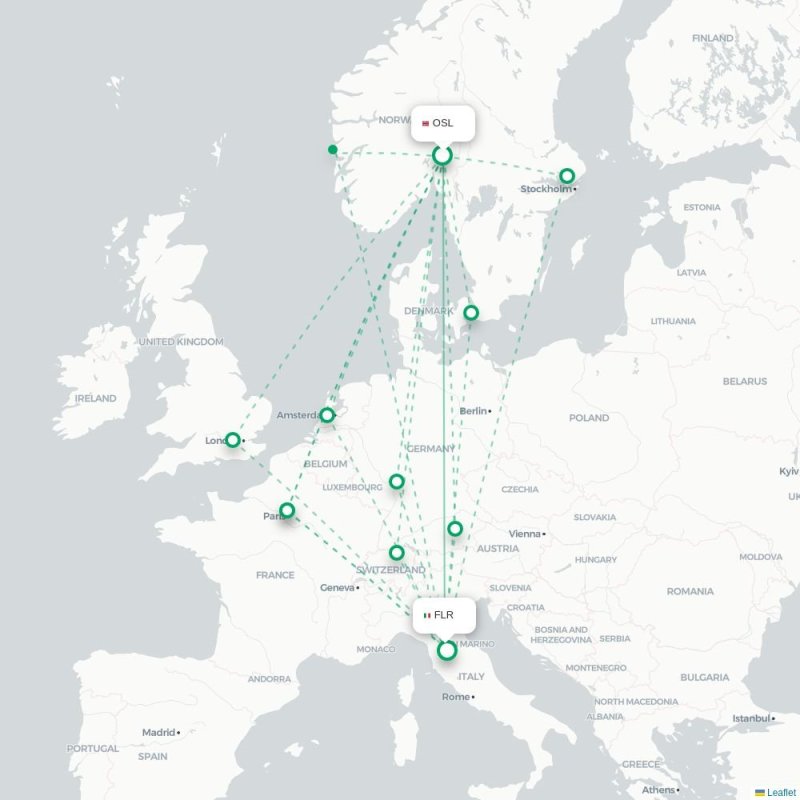 OSL - FLR route map