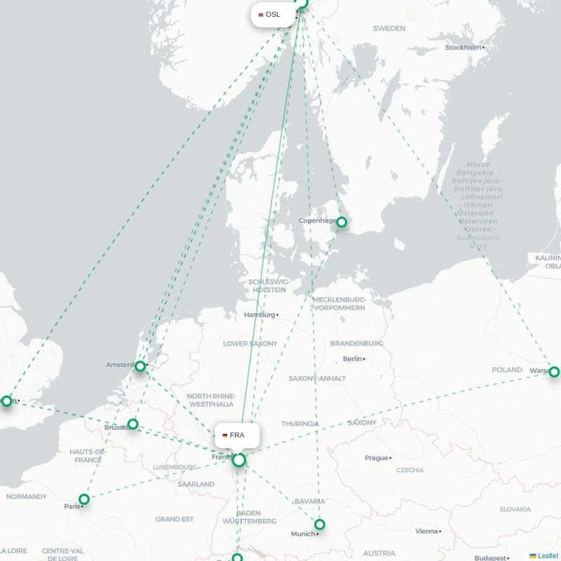 OSL - FRA route map