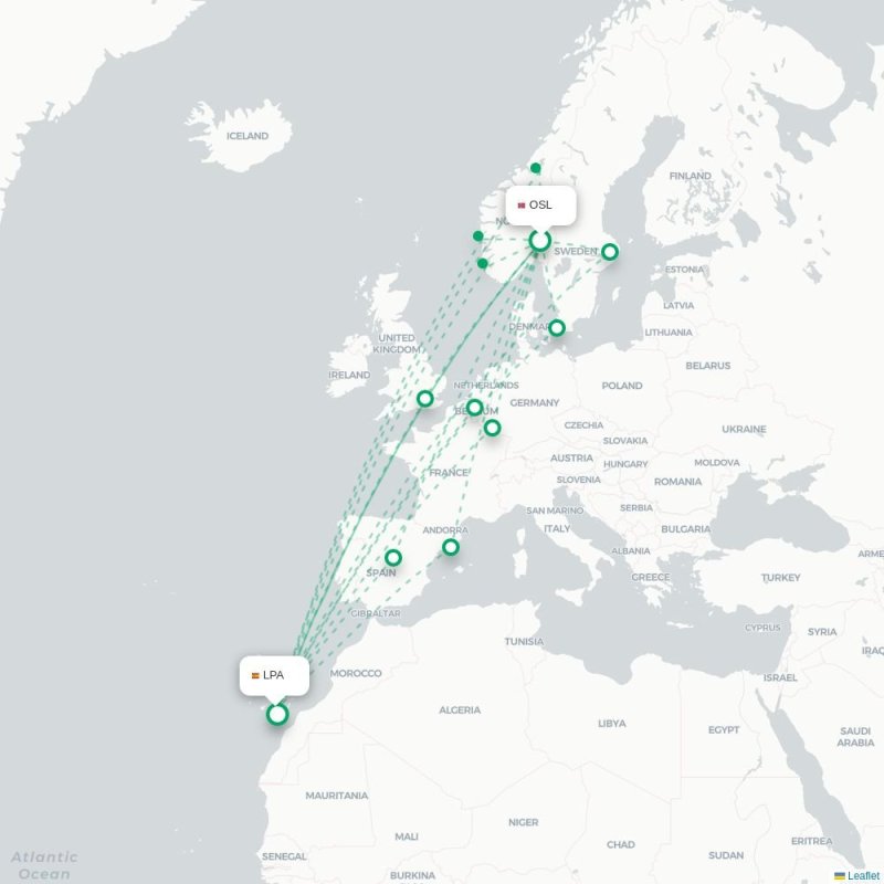 OSL - LPA route map