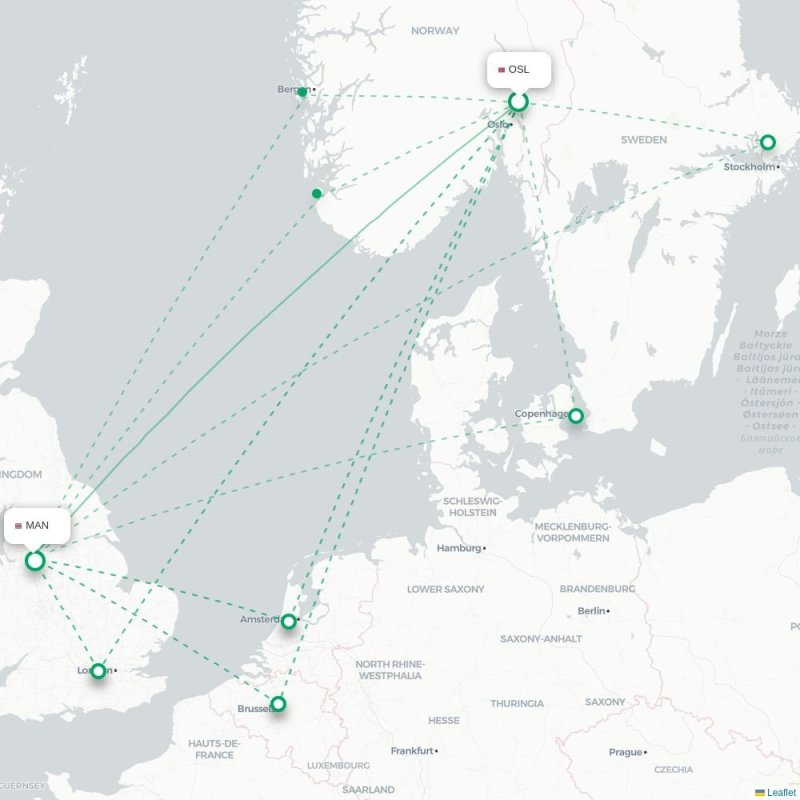 OSL - MAN route map