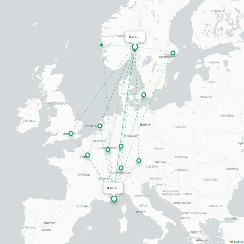 OSL - NCE route map