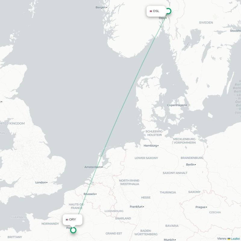 OSL - ORY route map