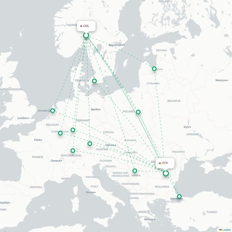 OSL - OTP route map