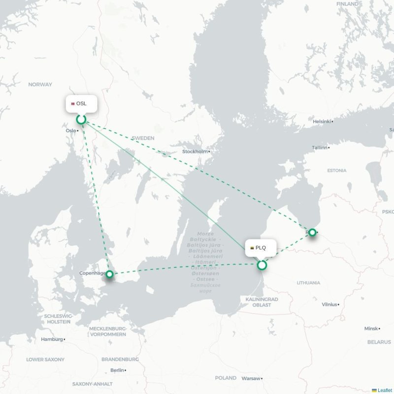 OSL - PLQ route map