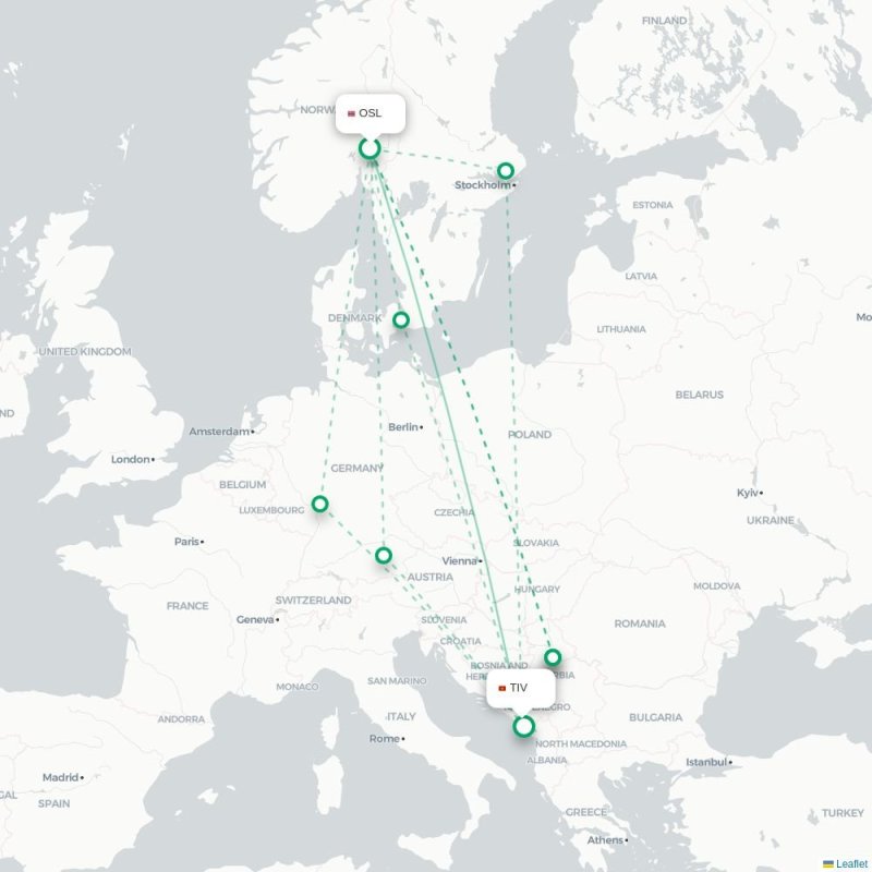 OSL - TIV route map