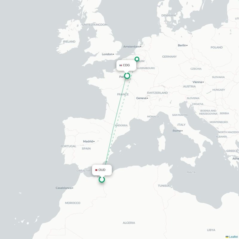 OUD - CDG route map