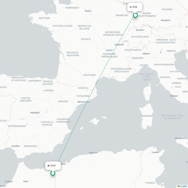 OUD - SXB route map