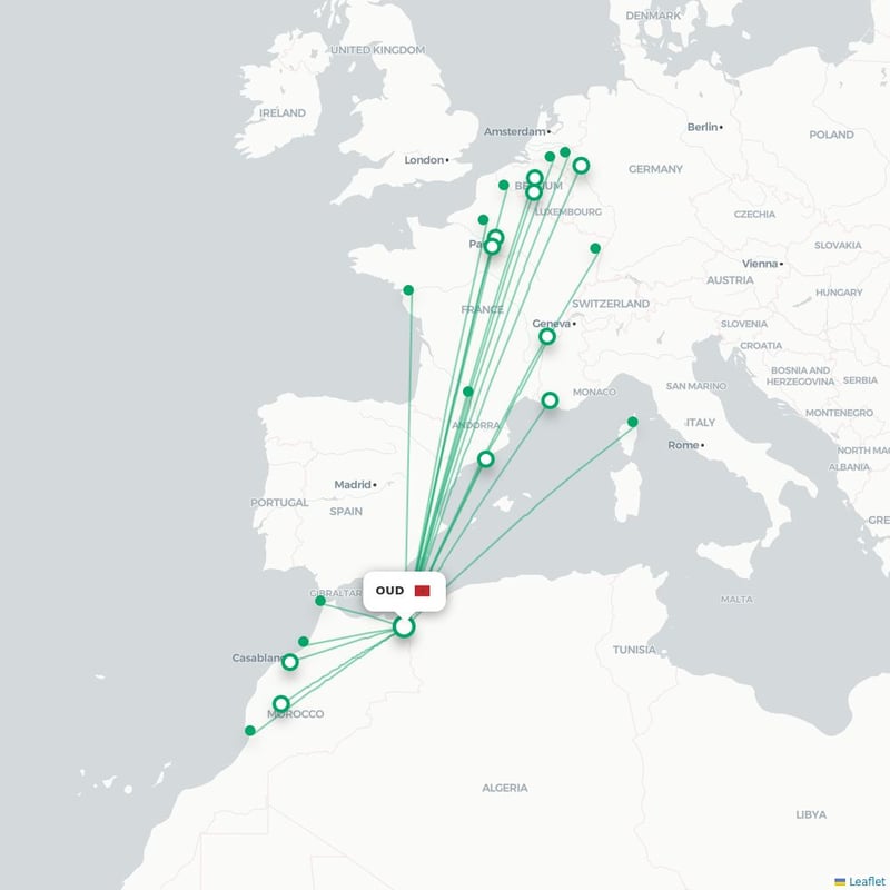 Route map Oujda  OUD airport