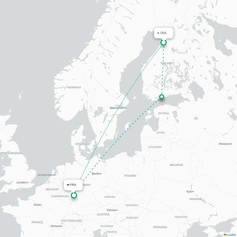 OUL - FRA route map