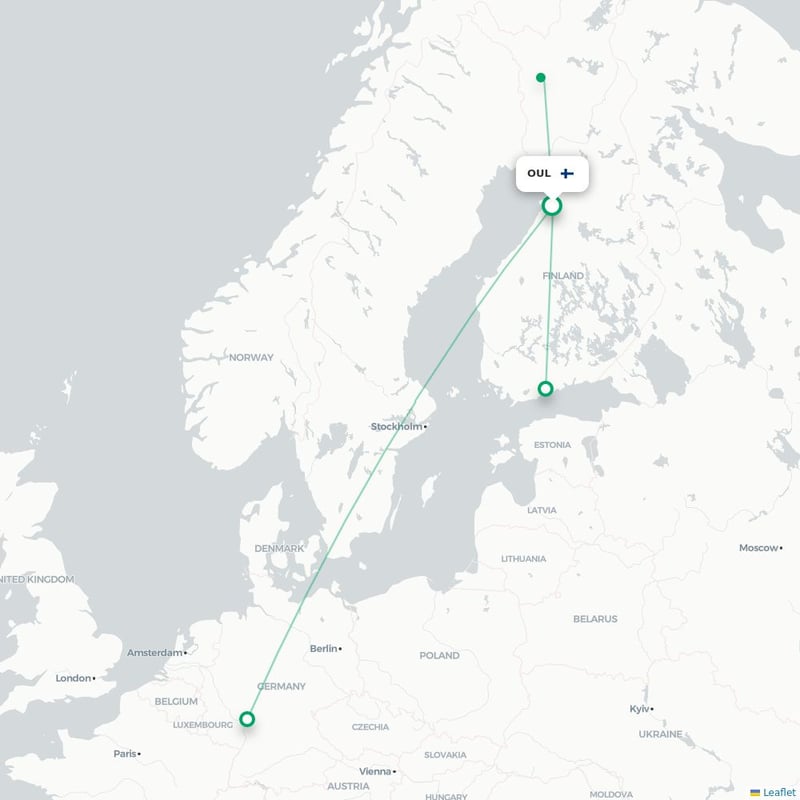 Route map Oulu  OUL airport