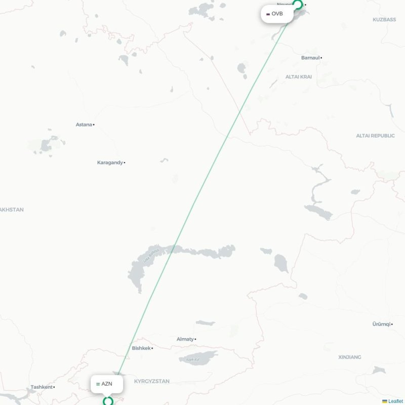 OVB - AZN route map