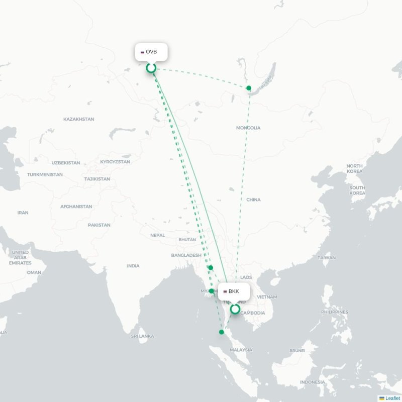 OVB - BKK route map