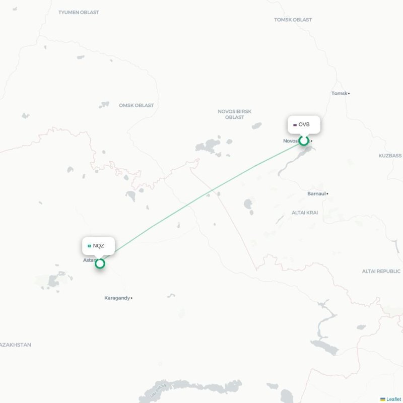 OVB - NQZ route map