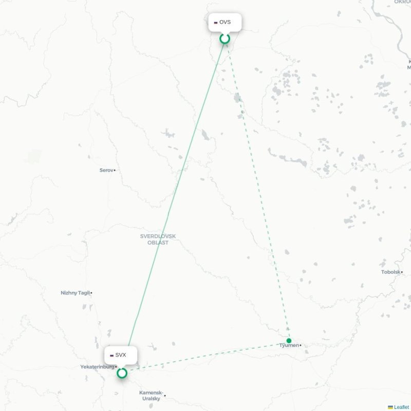 OVS - SVX route map